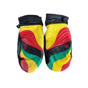Candy Grind CG Snowboard Gloves Unisex Size Medium Colorful Leather Mitts Mitten